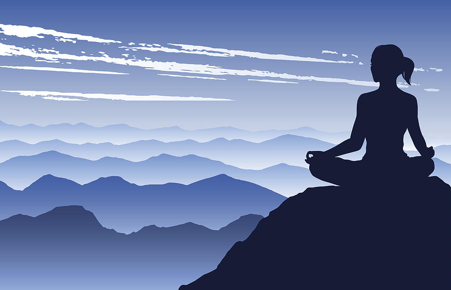 Yoga in the Mountains Drawing by Wehrmann69