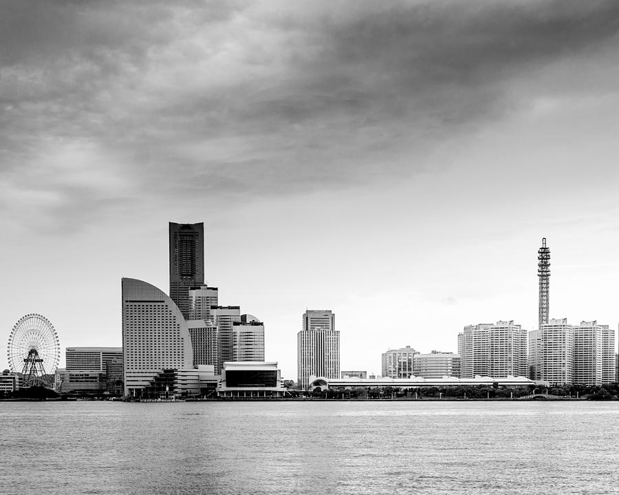 Black And White Photograph - Yokohama Skyline  by Alex Snay