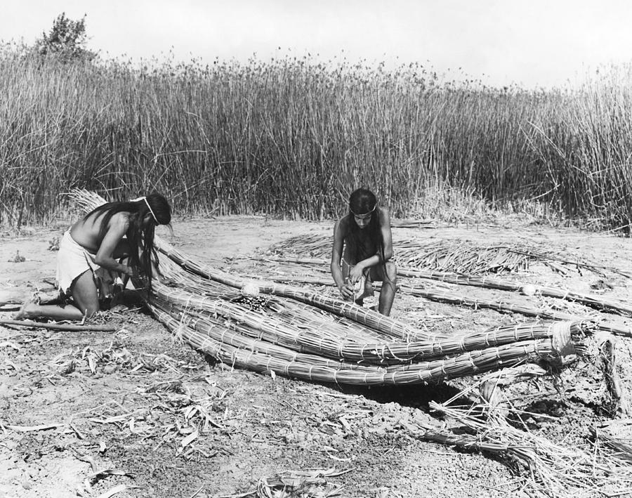 Yokuts Making Tule Boats #1 Photograph by Underwood Archives Onia