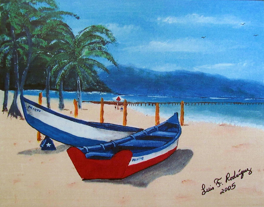 Yolas At Crashboat Beach Painting by Luis F Rodriguez