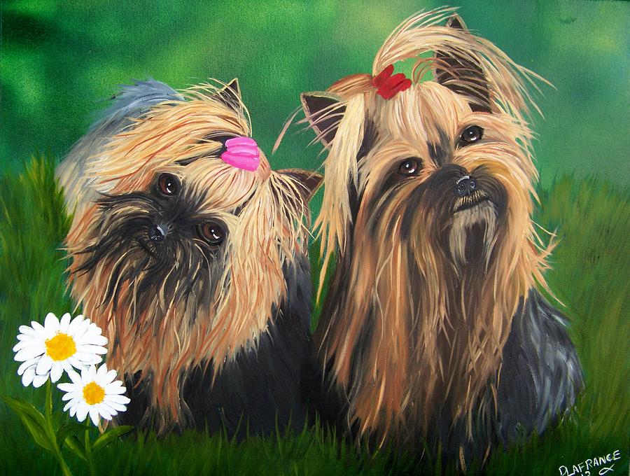 Yorkshire Terrier Painting - Yorkie Friends by Debbie LaFrance