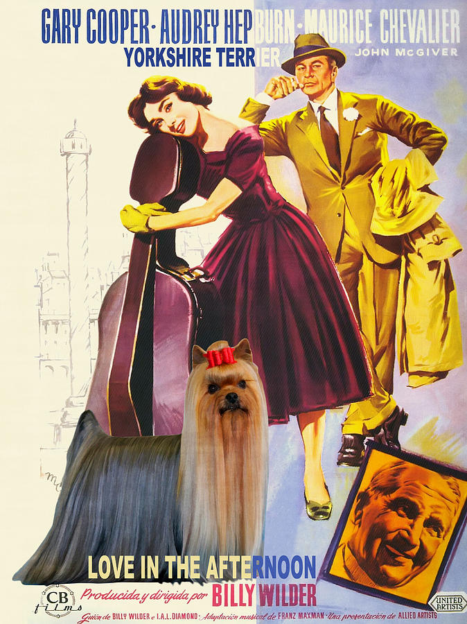 Yorkshire Terrier Art Canvas Print - Love in the Afternoon Movie Poster Painting by Sandra Sij