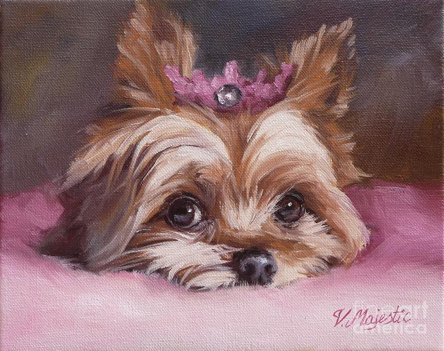 Yorkshire Terrier Princess in Pink Painting by Viktoria K Majestic
