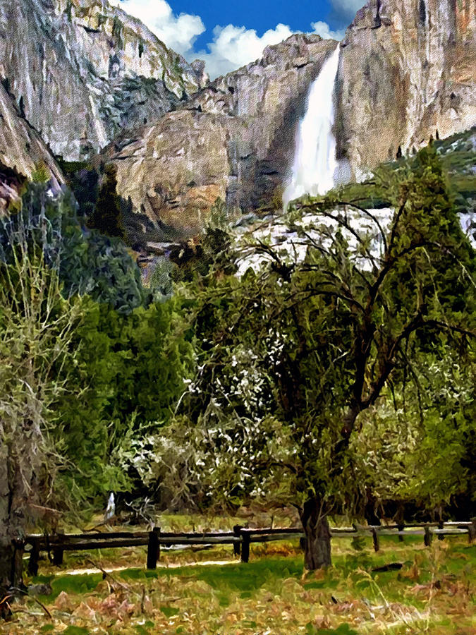 Yosemite National Park Painting - Yosemite Apple Orchard  by Bob and Nadine Johnston