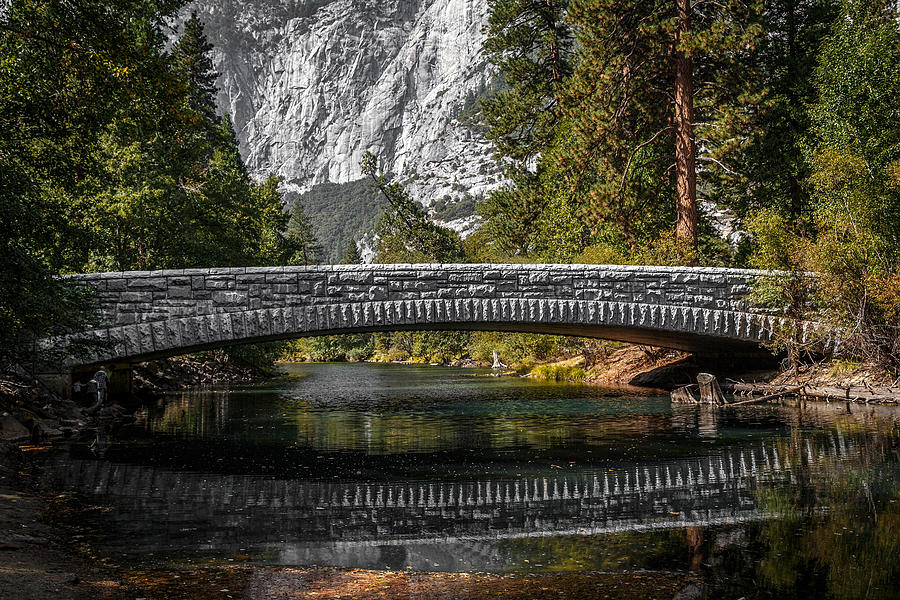 Yosemite Bridge Reflection Photograph by Wes and Dotty Weber
