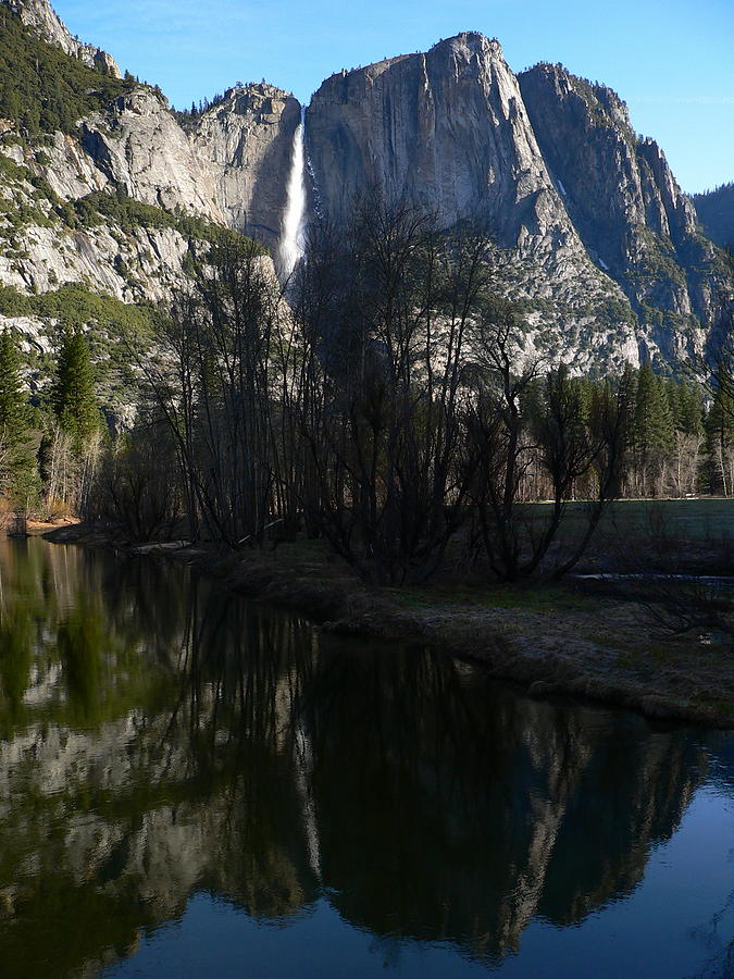 Yosemite Falls and Reflection Photograph by Jeff Lowe