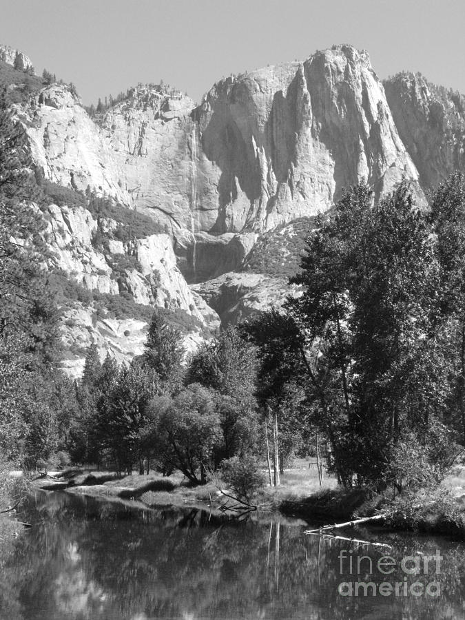 Yosemite Falls black and white Photograph by Mini Arora