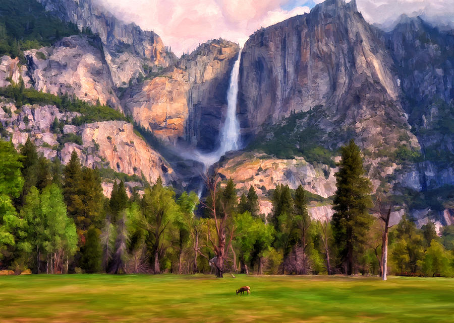 Yosemite Falls Painting by Michael Pickett