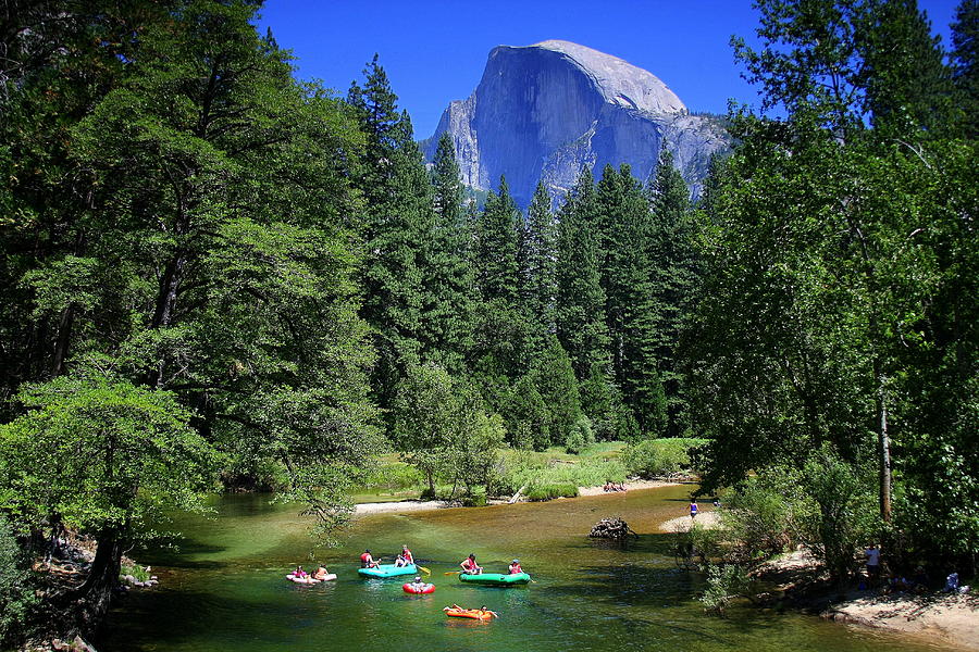 Yosemite Merced River Float with Half Dome Photograph by Anne Barkley