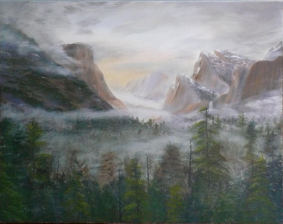 Yosemite Mist Painting by William Stewart