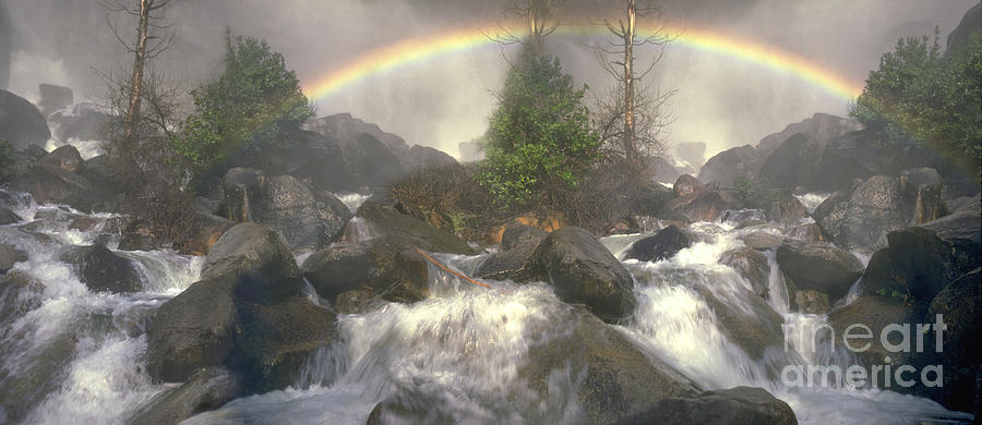 Yosemite Lower Falls Rainbow Mist Photograph by David Zanzinger