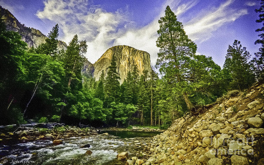 Yosemite National Park Digital Art - Yosemite National Park El Capitan by Bob and Nadine Johnston