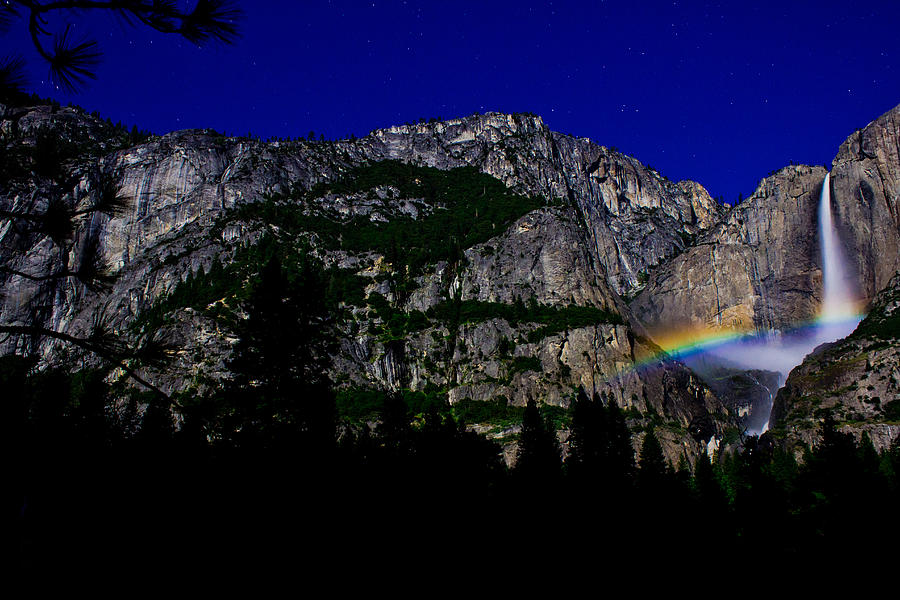 Yosemite National Park Waterfall and Moonbow Photograph by John McGraw