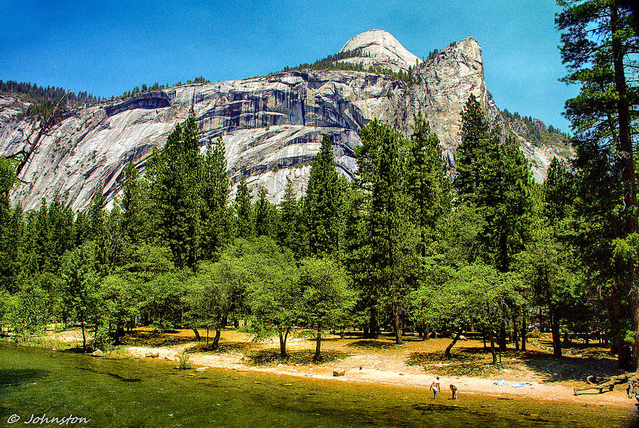 Yosemite National Park Painting - Yosemite Valley along Yosemite River Beach #2 by Bob and Nadine Johnston