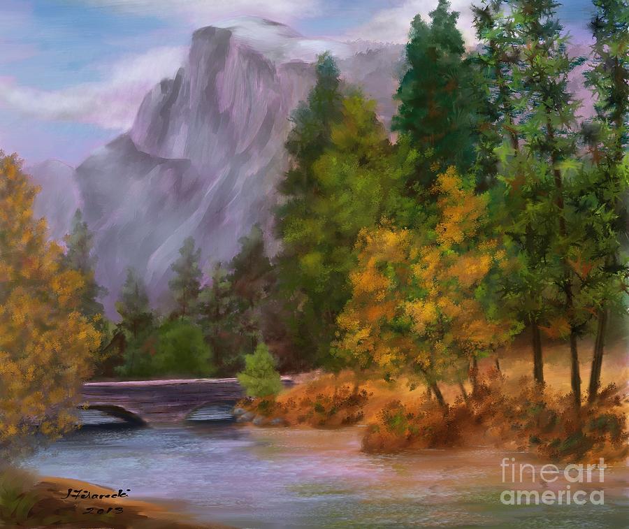 Yosemite Painting - Yosemite Valley Half Dome by Judy Filarecki