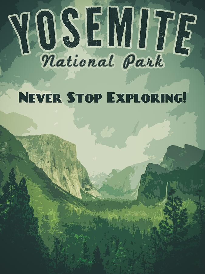 Yosemite Vintage Poster Exploring Poster Photograph