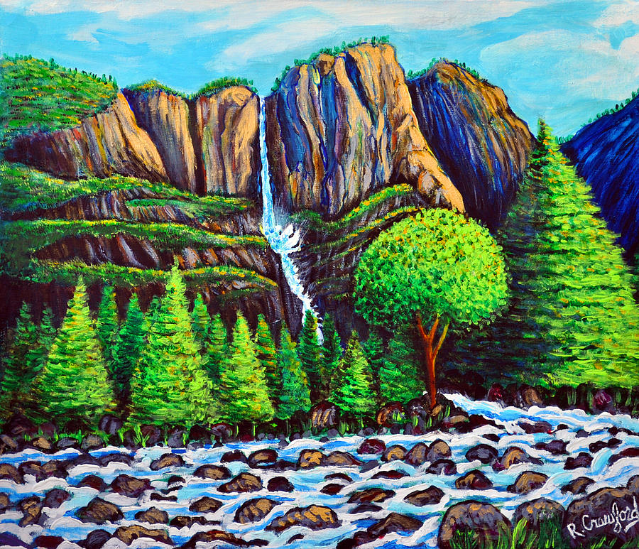 Yosemity Rapids Painting by Bob Crawford