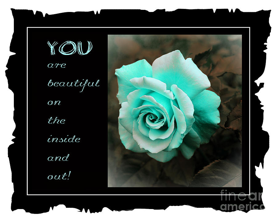 You are Beautiful on the Inside and Out Aquamarine Rose Photograph by Barbara A Griffin