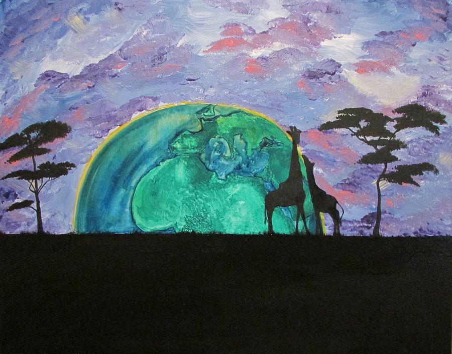 Giraffe Painting - You Are My World by Amanda Roberts