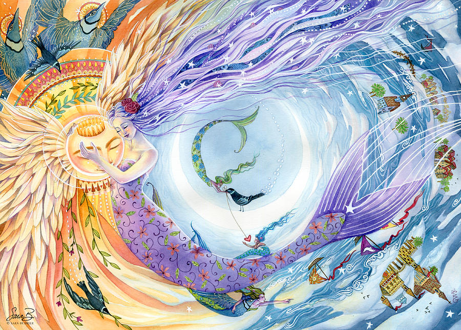 Mermaid Painting - You Are the Sun I Am the Moon by Sara Burrier