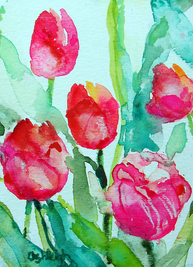 You Enlighten Me- painting of tulips Painting by Ashleigh Dyan Bayer