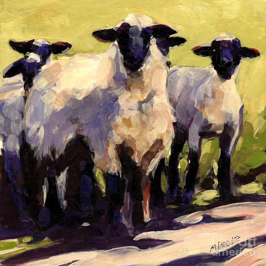 Sheep Painting - You First by Molly Poole Sheep Painting - You First by Molly Poole
