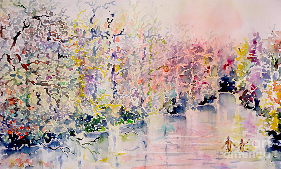 You never walk twice into the same river Painting by Almo M
