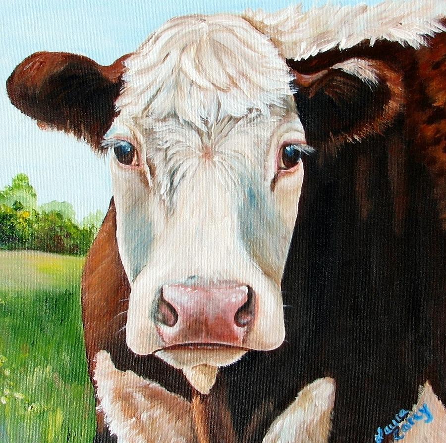 Cow Painting - You talking to Me by Laura Carey