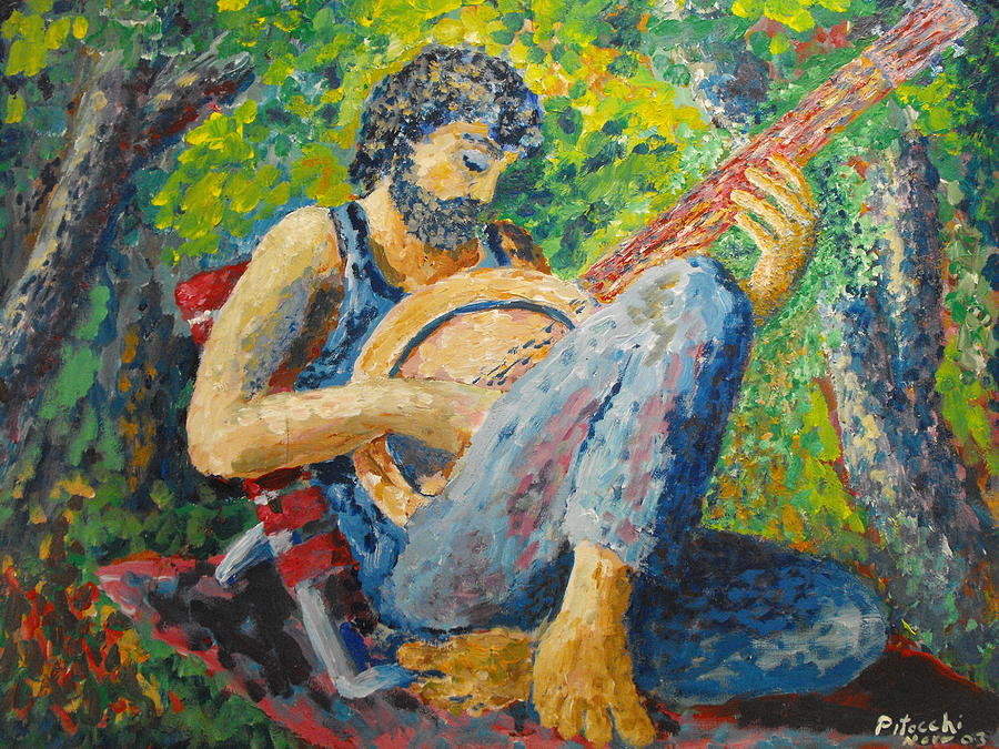 Young Banjo Player Painting By Michael Pitocchi