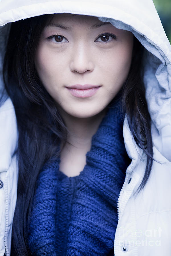 Young Beautiful Asian Woman Wearing Hooded Coat Looking Straight Photograph By Joe Fox Fine 2338