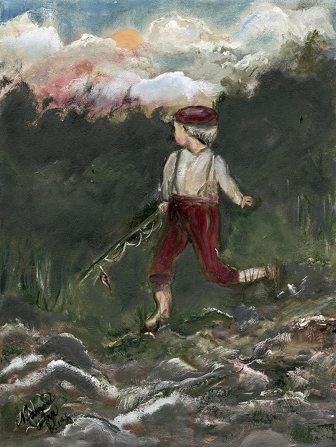 Young Boy Fishing by Margaret King