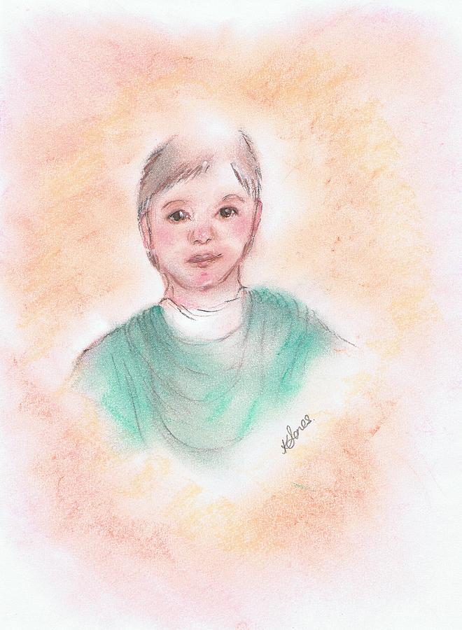 Young Boy with a Heart Shaped Aura Drawing by Karen Jane Jones