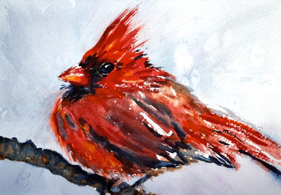 Young Cardinal Painting by Beverley Harper Tinsley