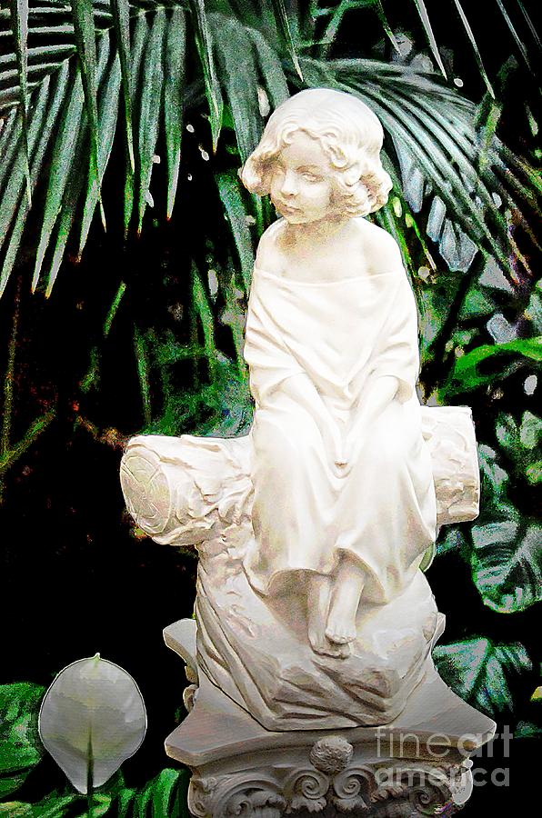 Vintage Photograph - Young Child Statue by Kathleen Struckle
