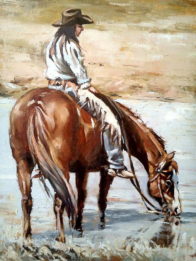 Young Cowgirl Painting By Magdalena Palega - Fine Art America