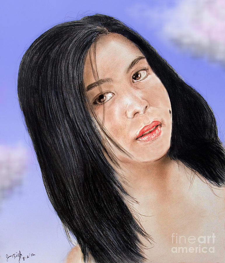 Young Filipina Beauty with a Mole Model Kaye Anne Toribio  Altered version Drawing by Jim Fitzpatrick