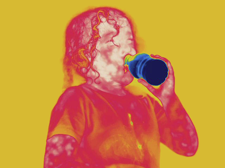 Young Girl Drinking, Thermogram Photograph by Science Stock Photography