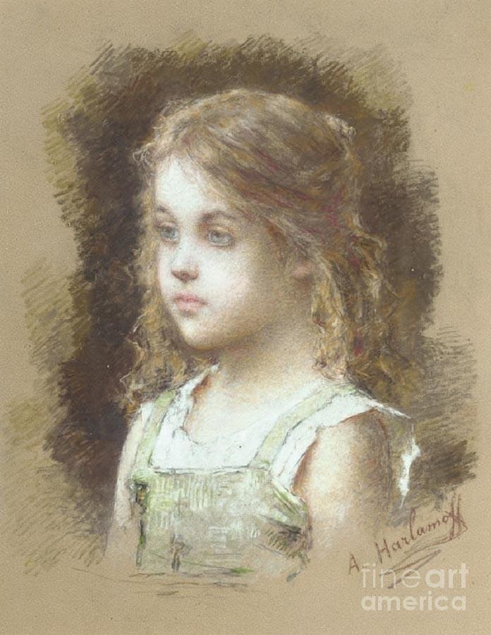Moscow Painting - Young Girl in a Green Tunic by Celestial Images