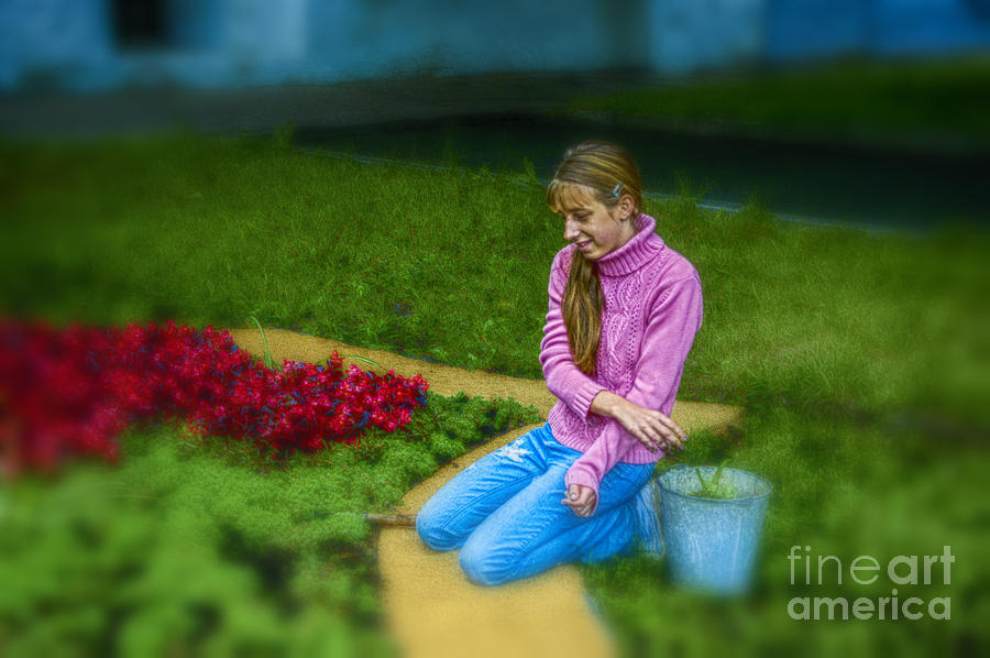 Young Girl in Garden Photograph by Rick Bragan