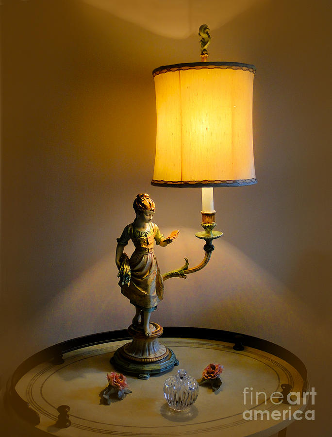 Lamp Photograph - Young Girl Reading By Lamplight by Al Bourassa