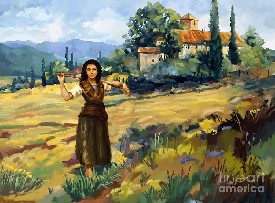 young Girl tuscan farm Painting by Tim Gilliland