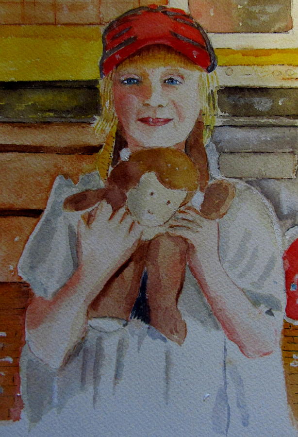 Portrait Painting - Young Girl With Stuffed Animal by Gary Kirkpatrick