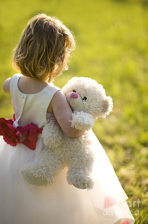 Young Girl With White Teddy Bear Photograph by Lee Avison