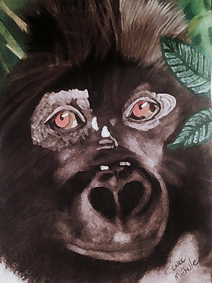 Young Gorilla Pastel by Renee Michelle Wenker