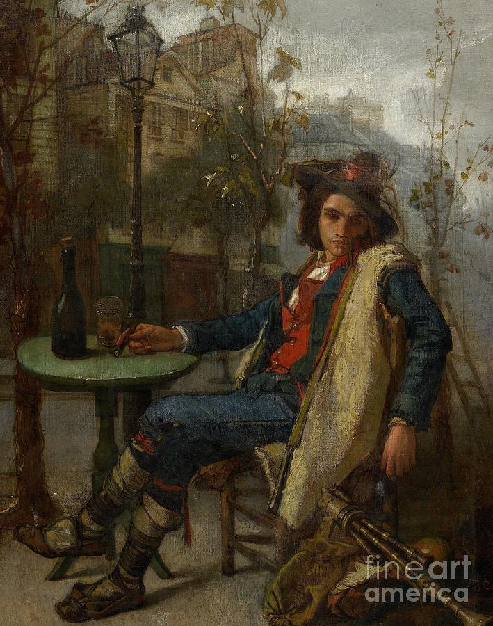 Wine Painting - Young Italian Street Musician by Thomas Couture