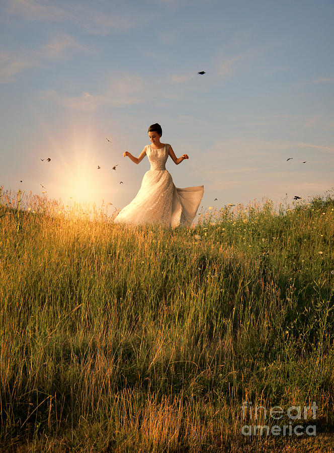 Young Lady Dancing in a Field Photograph by Jill Battaglia
