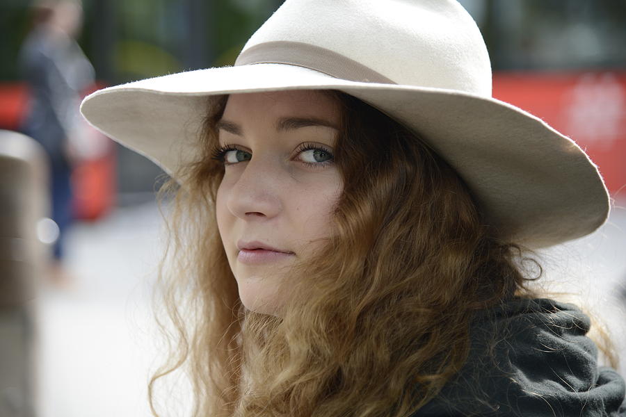 Fine Photograph - Young Lady With White Hat 1 by Teo SITCHET-KANDA Fine Photograph - Young Lady With White Hat 1 by Teo SITCHET-KANDA