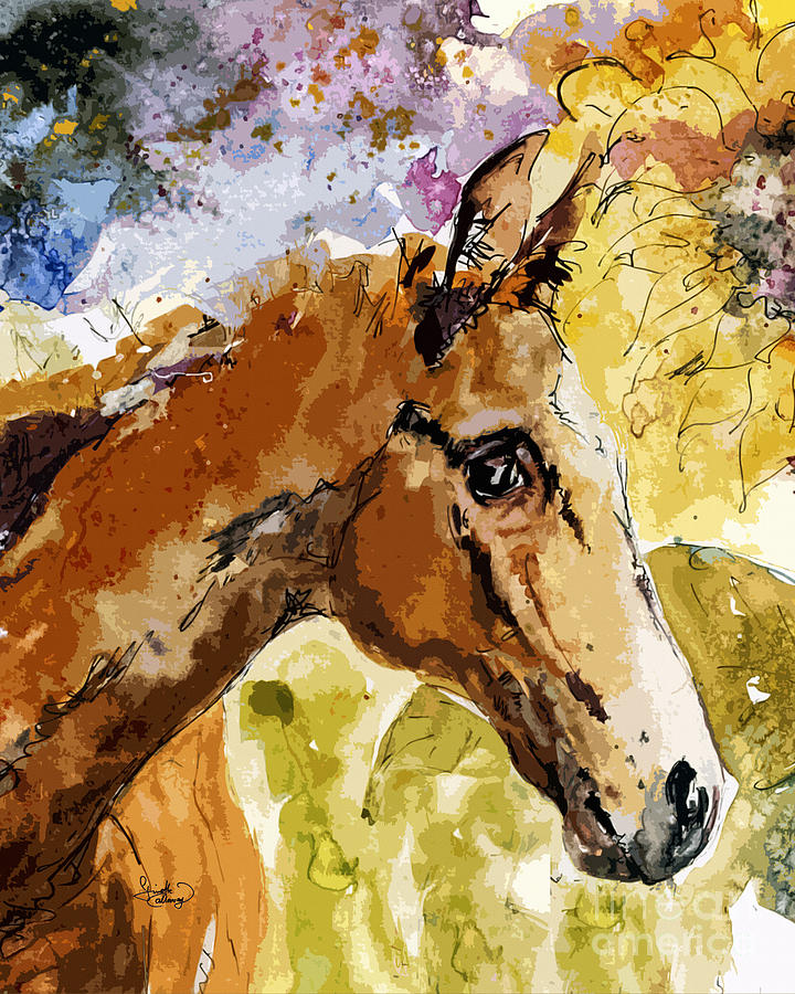 Young Life Horse Portrait Painting by Ginette Callaway
