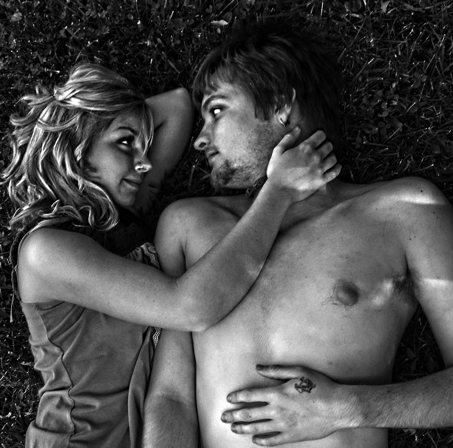 Black And White Photograph - Young Love by Kristie  Bonnewell