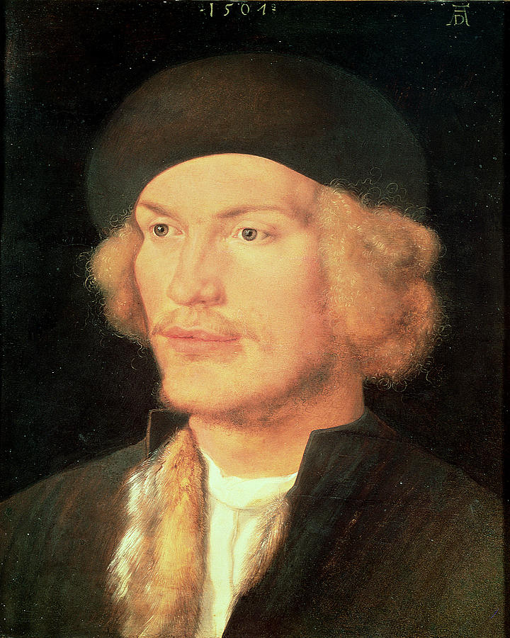Moustache Photograph - Young Man, 1507 Oil On Panel by Albrecht Drer or Duerer